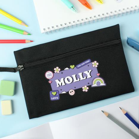 Personalised Good Vibes Black Pencil Case Extra Image 2